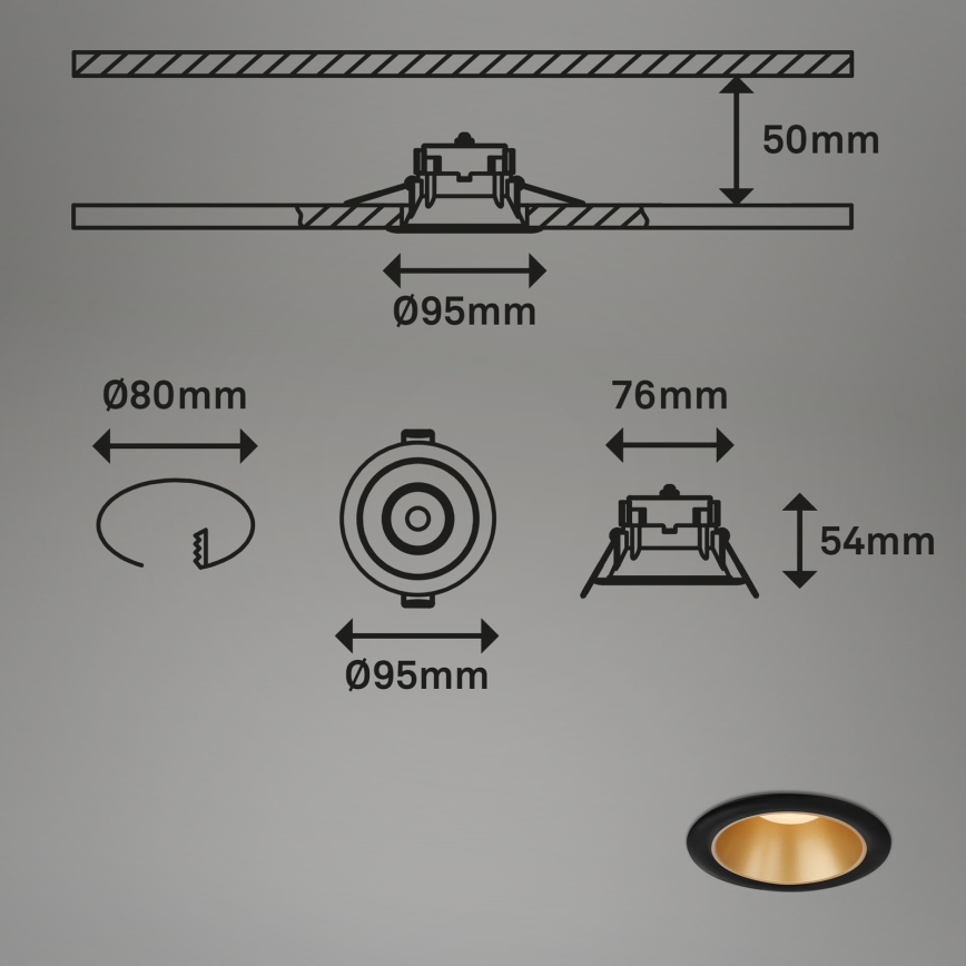 Briloner - SÆT 3x LED indbygningslampe til badeværelse LED/4,9W/230V IP44