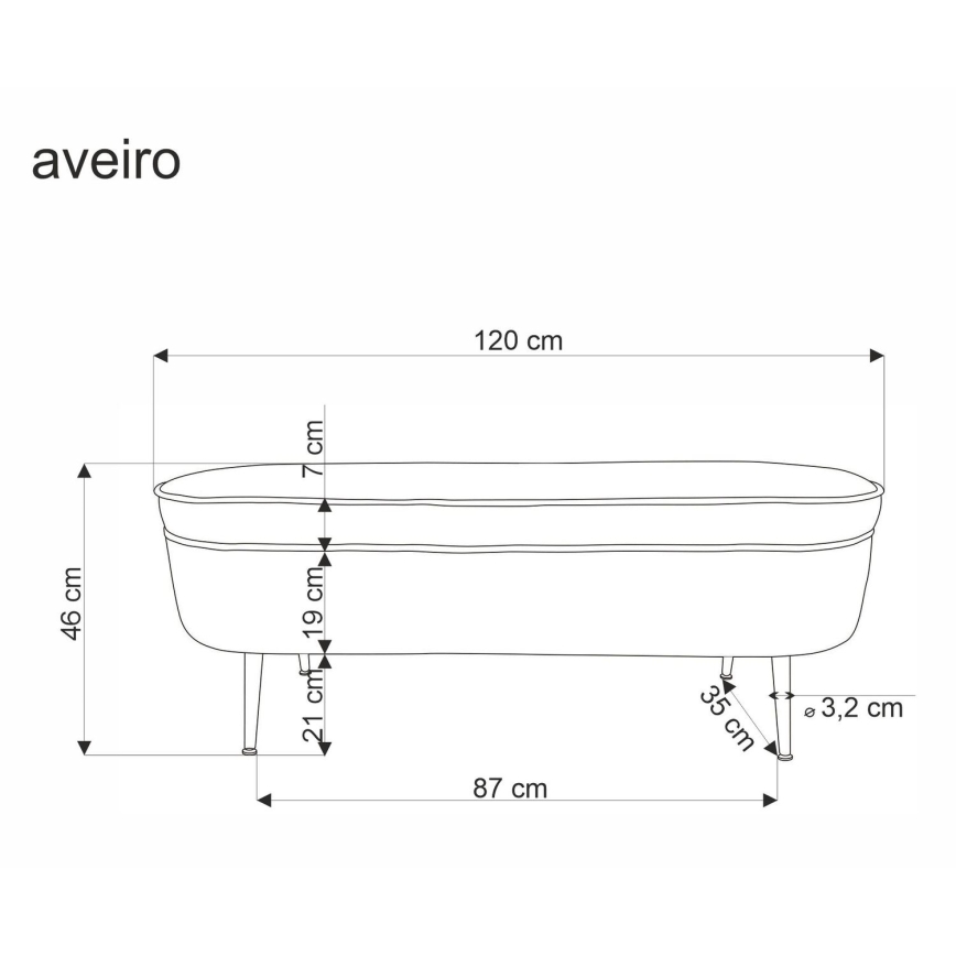 Bænk med opbevaringsplads AVEIRO 46x120 cm hvid