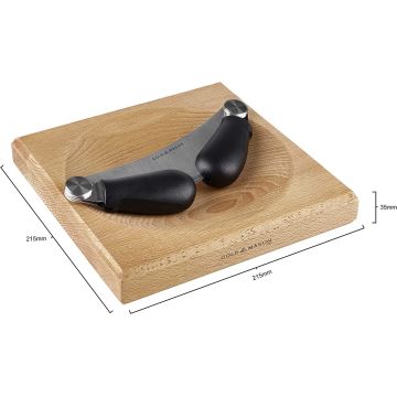 Cole&Mason - Skærebræt med vuggekniv 21,5x51,5 cm bøg
