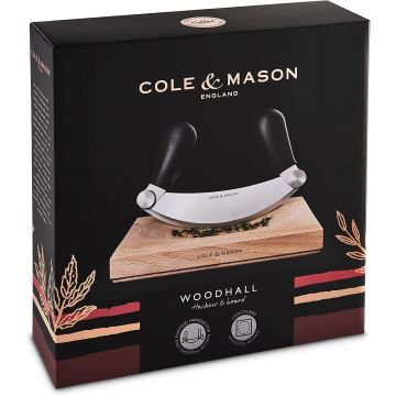 Cole&Mason - Skærebræt med vuggekniv 21,5x51,5 cm bøg