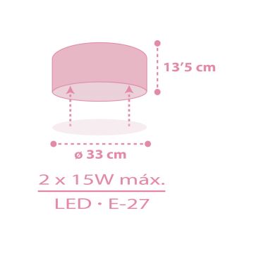 Dalber 42006S - Loftlampe til børn COLOR LIGHT 2xE27/15W/230V lyserød