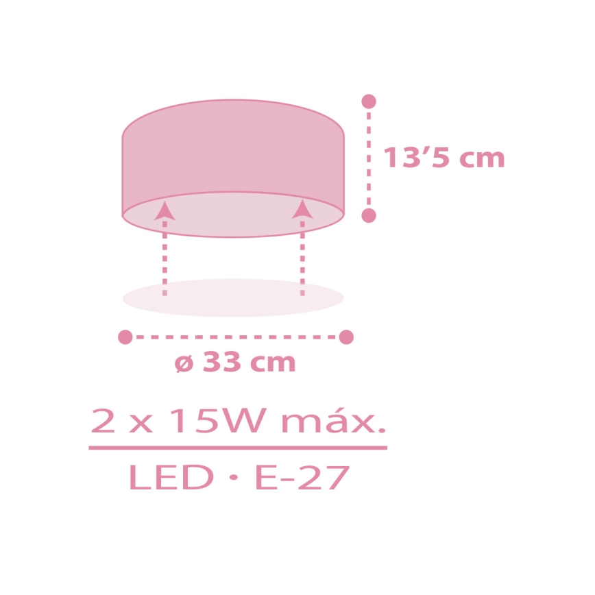 Dalber 42006S - Loftlampe til børn COLOR LIGHT 2xE27/15W/230V lyserød