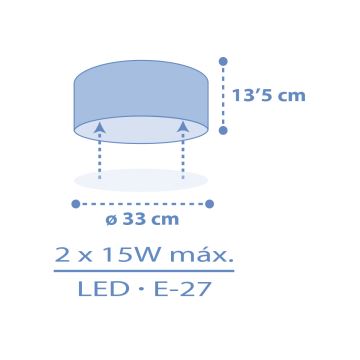 Dalber 42006T - Loftlampe til børn COLOR LIGHT 2xE27/15W/230V blå