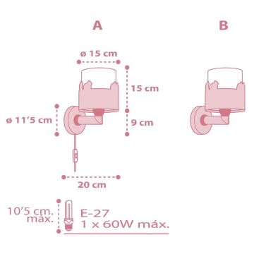 Dalber 61719S - Væglampe til børn SWEET LOVE 1xE27/60W/230V pink