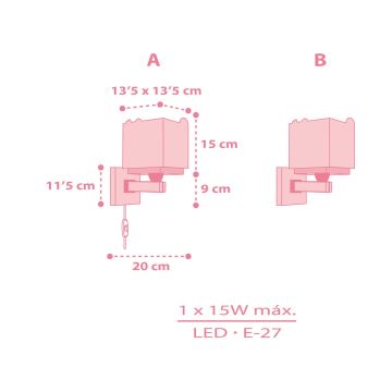 Dalber 63119S - Væglampe til børn JUNGLE 1xE27/60W/230V pink