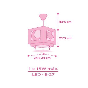 Dalber 63232S - Pendel til børn MOON LIGHT 1xE27/60W/230V