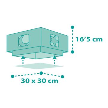 Dalber 63236H - Loftlampe til børn MOONLIGHT 2xE27/60W/230V grøn