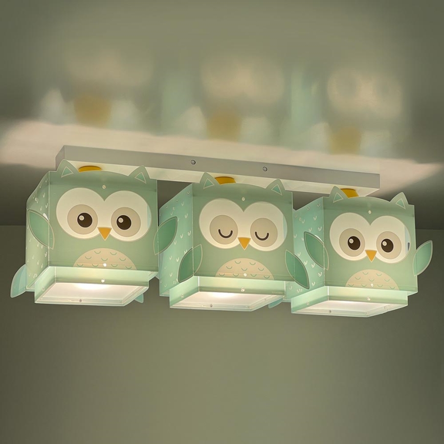 Dalber 64393 - Loftlampe til børn LITTLE OWL 3xE27/60W/230V