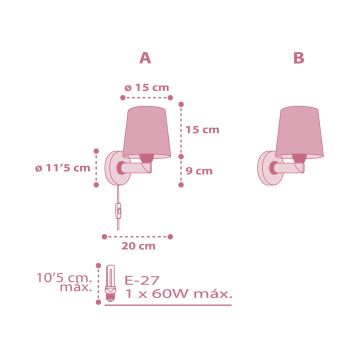 Dalber 82469 - Væglampe til børn FLAMINGO 1xE27/15W/230V