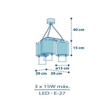 Dalber D-76114 - Lysekrone for børn MY LITTLE JUNGLE 3xE27/15W/230V