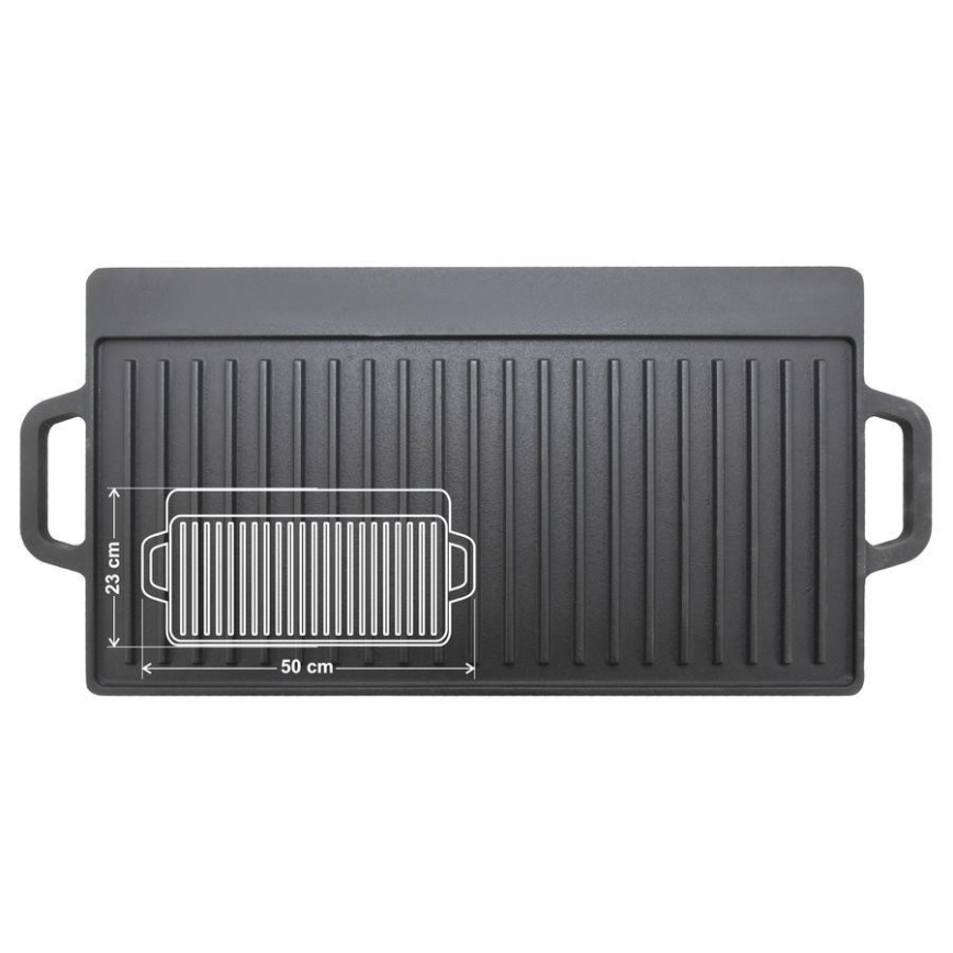 Dobbeltsidet grillpande 50x23 cm