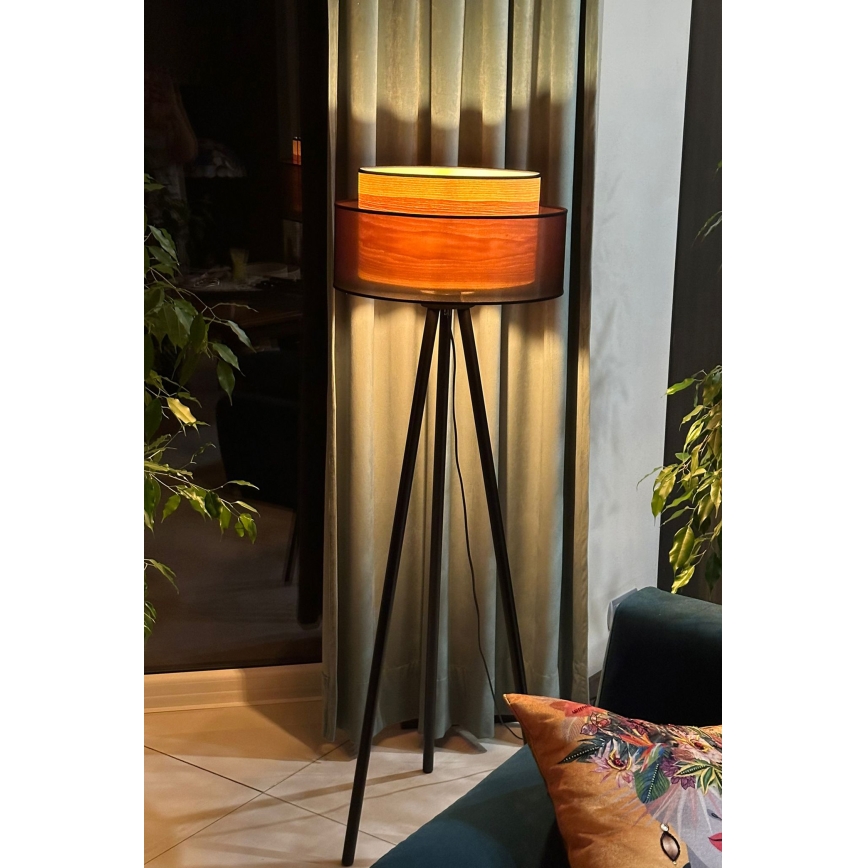 Duolla - Gulvlampe WOOD BOHO 1xE27/15W/230V sort/beige