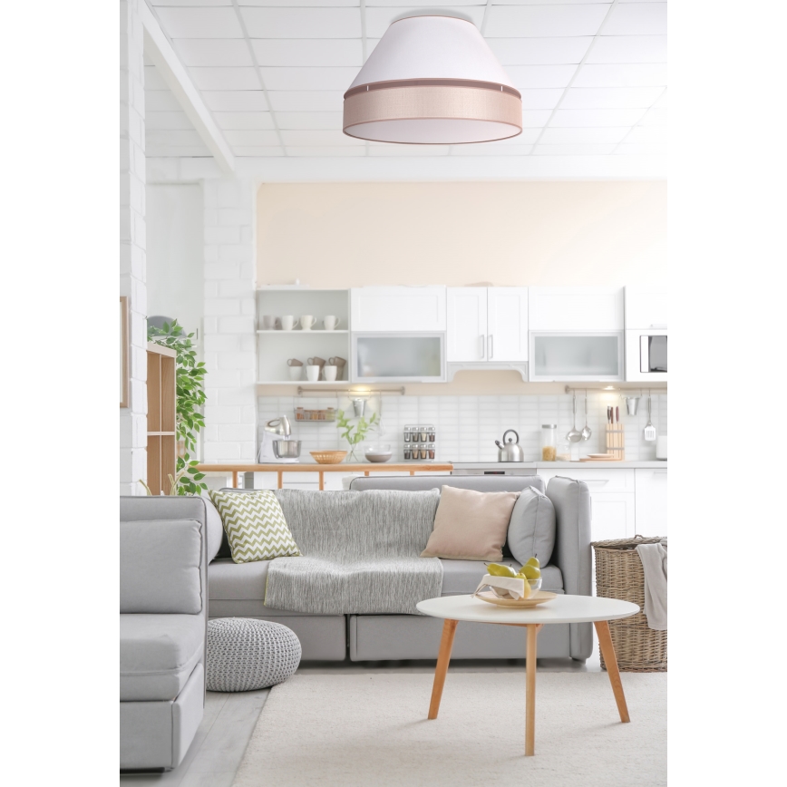 Duolla - Loftlampe AVIGNON 1xE27/15W/230V diameter 50 cm hvid/beige