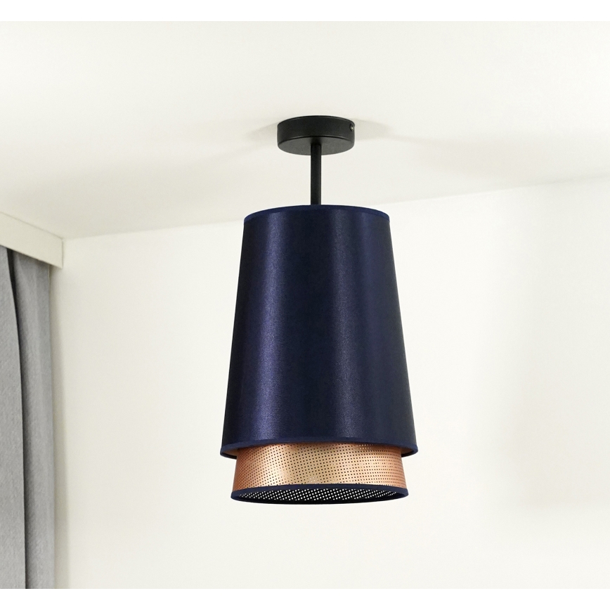 Duolla - Loftlampe BELL SHINY 1xE27/15W/230V blå/kobber