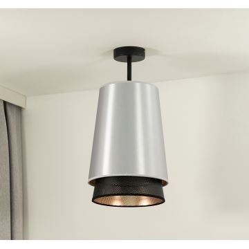 Duolla - Loftlampe BELL SHINY 1xE27/15W/230V sølvfarvet/sort