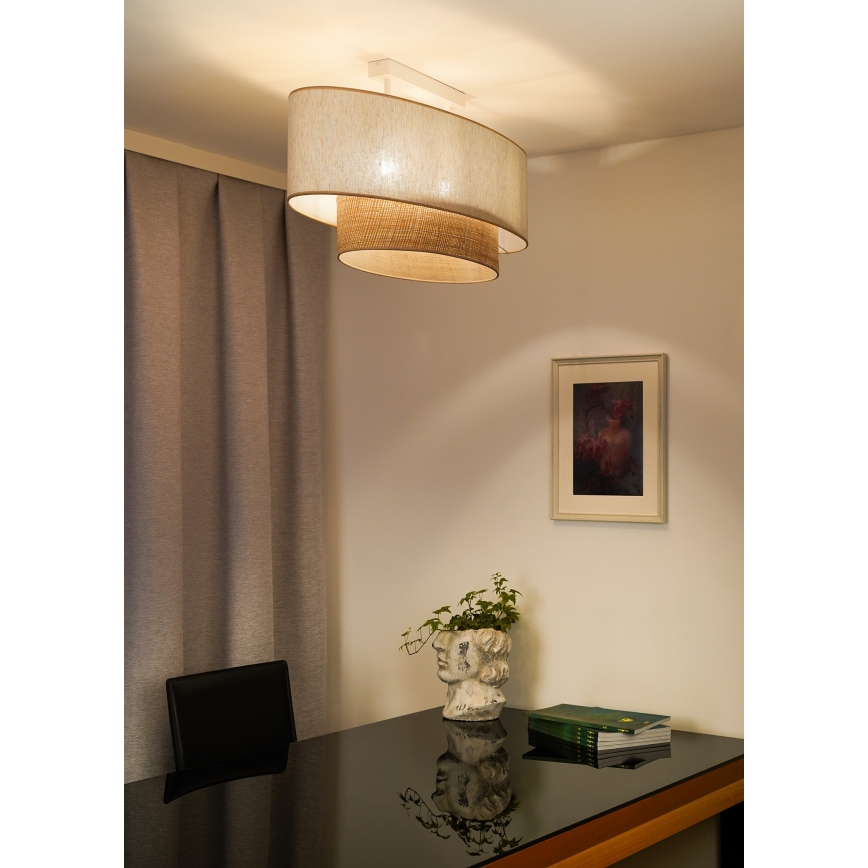 Duolla - Loftlampe DOUBLE OVAL NATURE 2xE27/15W/230V cremefarvet/beige