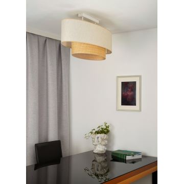 Duolla - Loftlampe DOUBLE OVAL NATURE 2xE27/15W/230V cremefarvet/beige