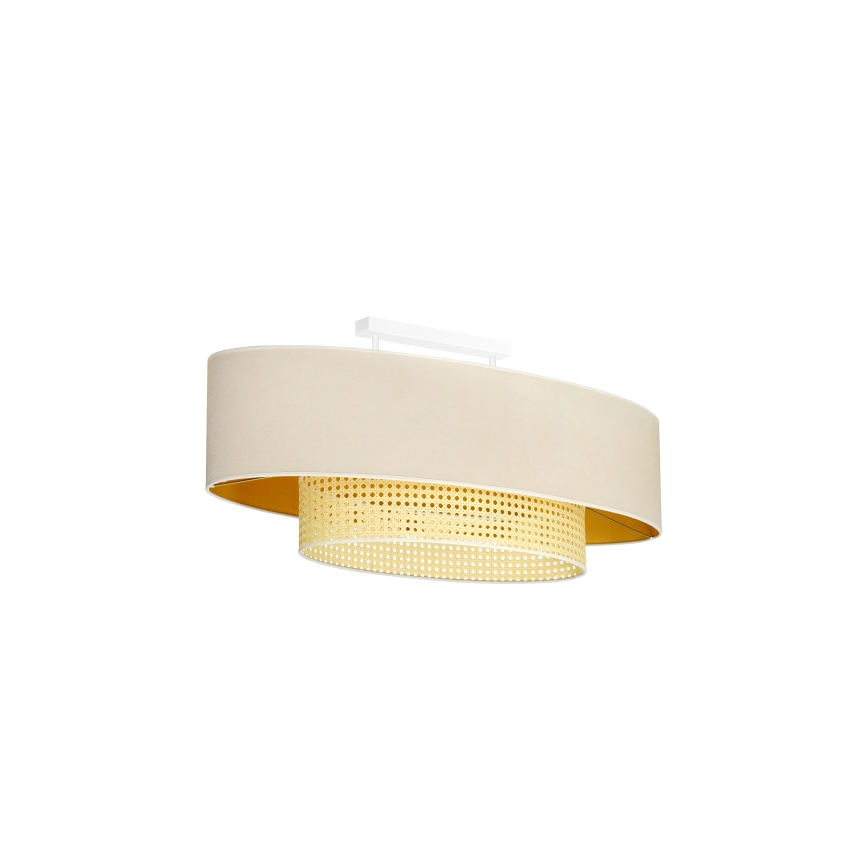 Duolla - Loftlampe DOUBLE OVAL RATTAN 2xE27/15W/230V cremefarvet/Rattan