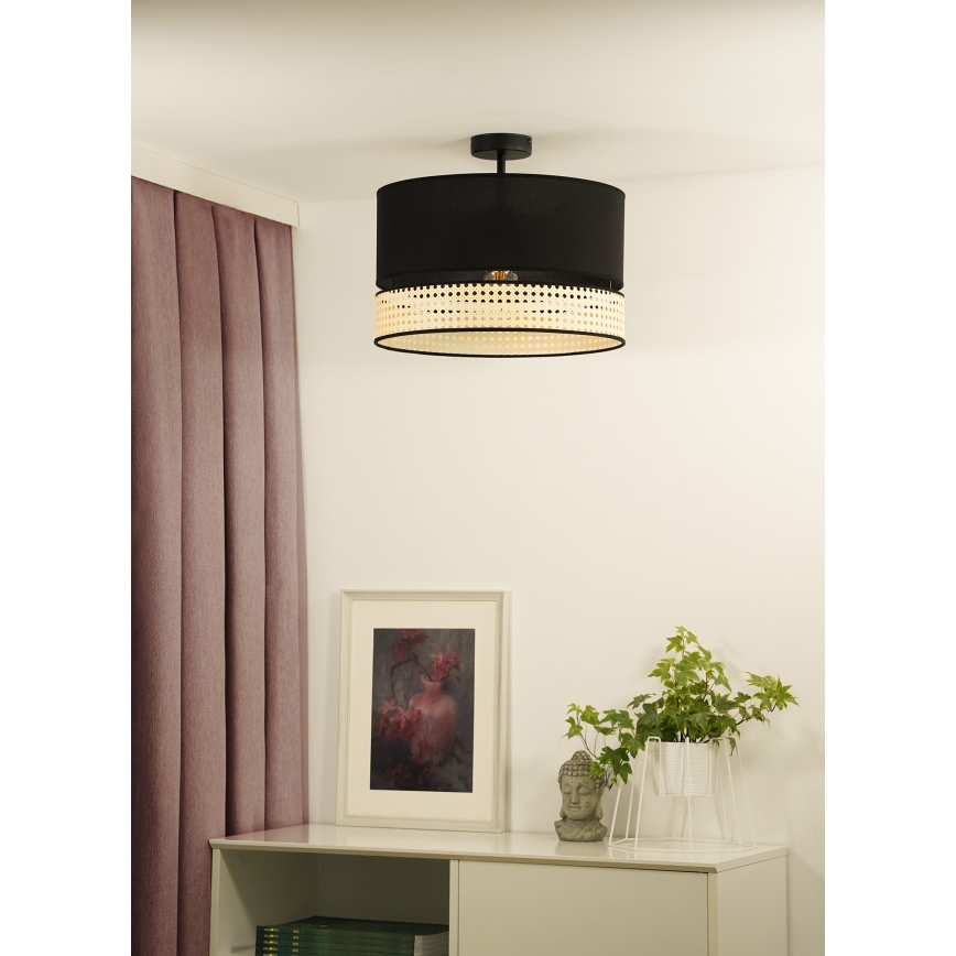 Duolla - Loftlampe DOUBLE RATTAN 1xE27/15W/230V sort/beige