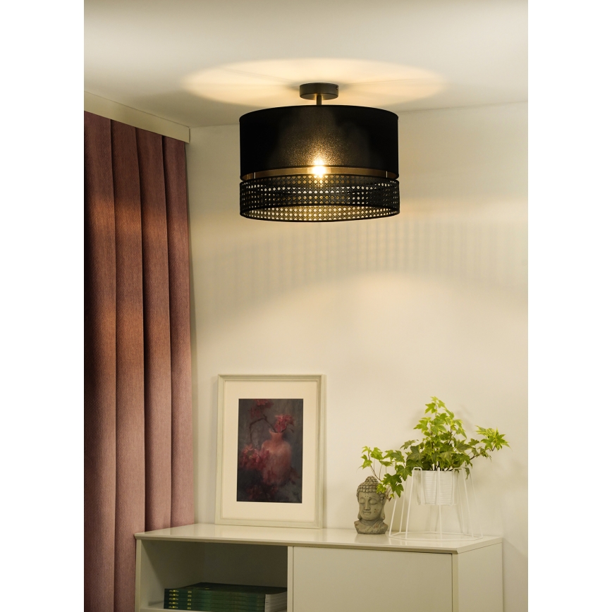 Duolla - Loftlampe DOUBLE RATTAN 1xE27/15W/230V sort