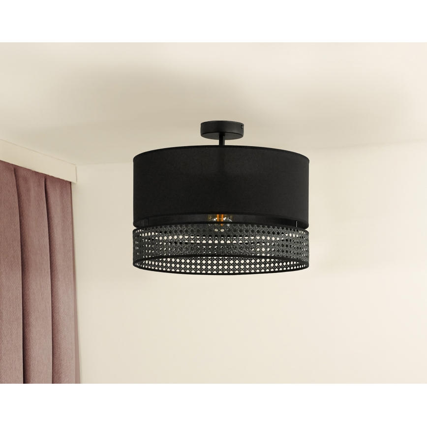 Duolla - Loftlampe DOUBLE RATTAN 1xE27/15W/230V sort