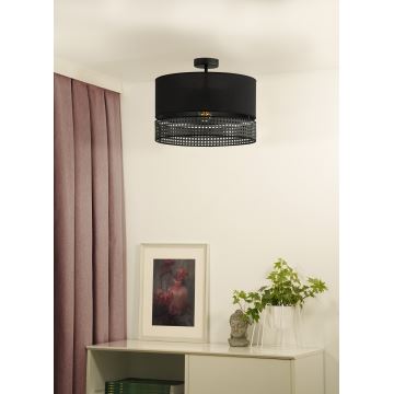 Duolla - Loftlampe DOUBLE RATTAN 1xE27/15W/230V sort