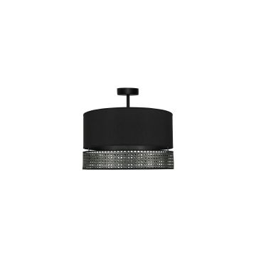 Duolla - Loftlampe DOUBLE RATTAN 1xE27/15W/230V sort