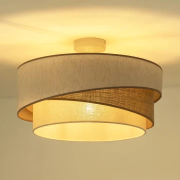 Duolla - Loftlampe KOBO 1xE27/15W/230V diameter 45 cm beige/brun/hvid