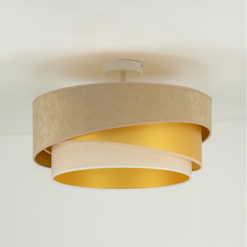 Duolla - Loftlampe KOBO 1xE27/15W/230V diameter 45 cm beige/guldfarvet/cremefarvet