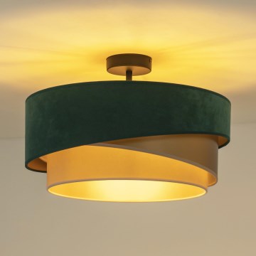 Duolla - Loftlampe KOBO 1xE27/15W/230V diameter 45 cm grøn/guldfarvet/cremefarvet