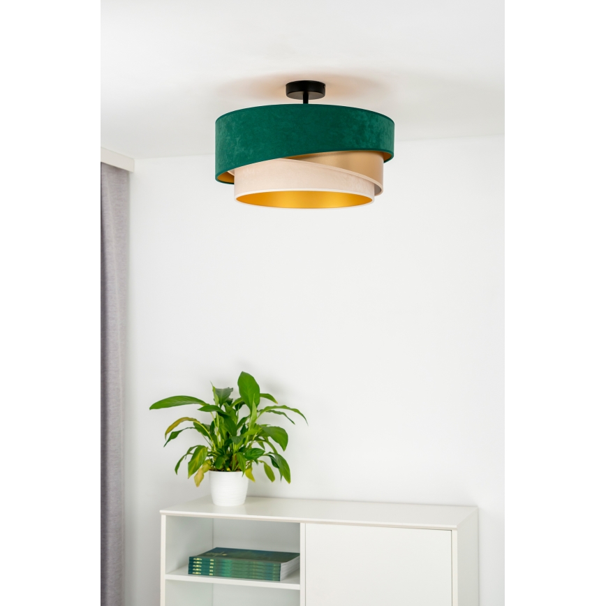 Duolla - Loftlampe KOBO 1xE27/15W/230V diameter 45 cm grøn/guldfarvet/cremefarvet