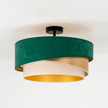 Duolla - Loftlampe KOBO 1xE27/15W/230V diameter 45 cm grøn/guldfarvet/cremefarvet