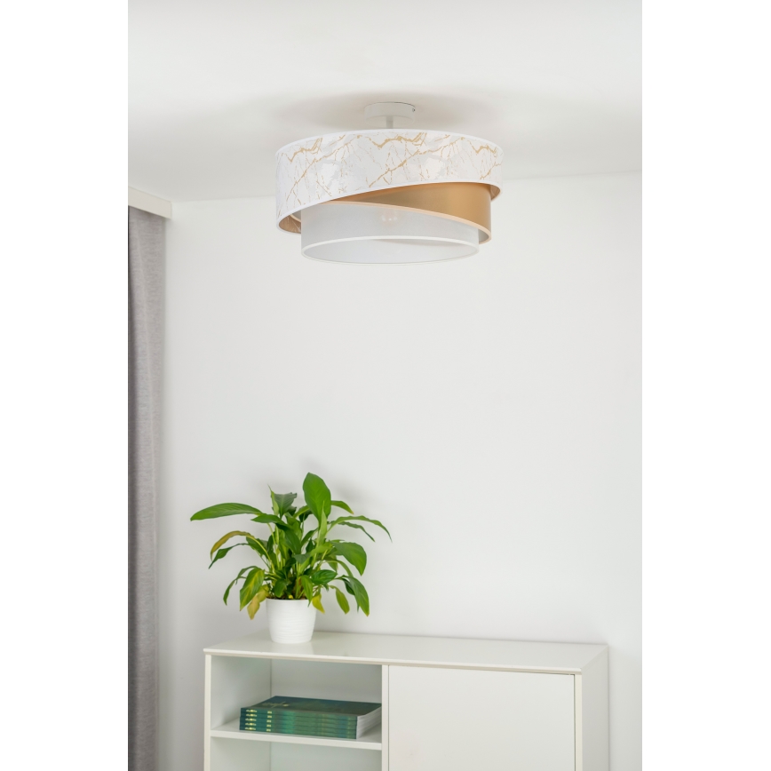 Duolla - Loftlampe KOBO 1xE27/15W/230V diameter 45 cm hvid/guldfarvet