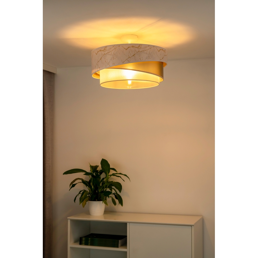 Duolla - Loftlampe KOBO 1xE27/15W/230V diameter 45 cm hvid/guldfarvet