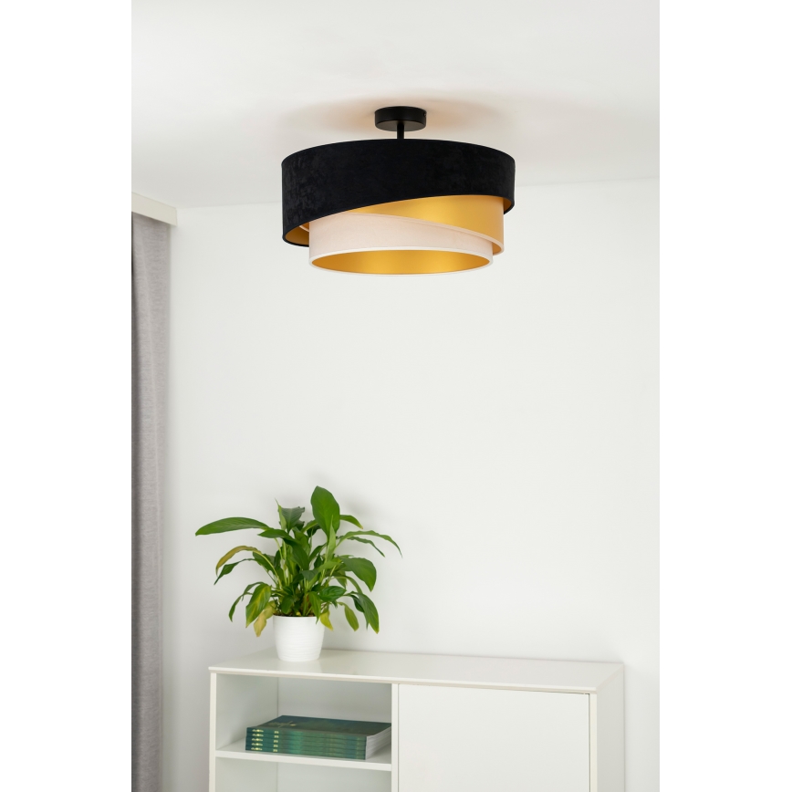 Duolla - Loftlampe KOBO 1xE27/15W/230V diameter 45 cm sort/guldfarvet/cremefarvet