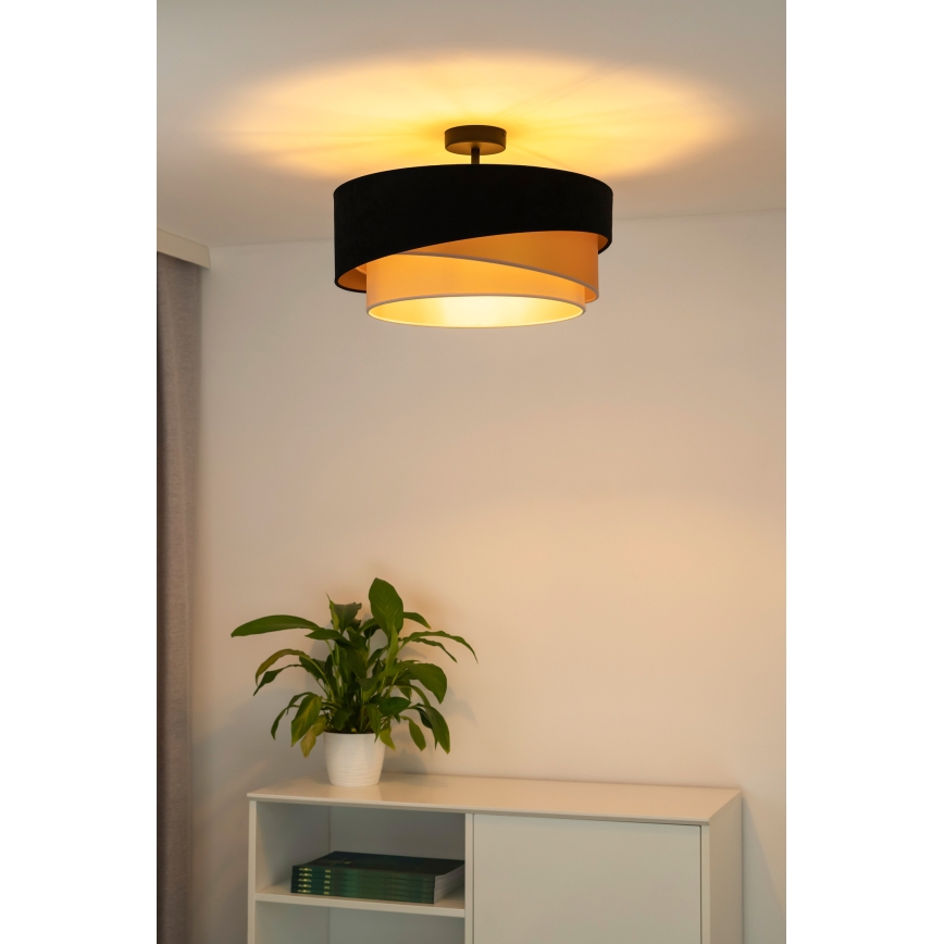 Duolla - Loftlampe KOBO 1xE27/15W/230V diameter 45 cm sort/guldfarvet/cremefarvet