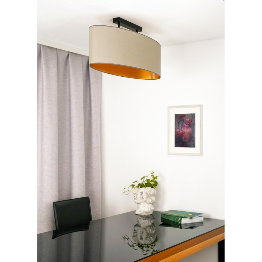 Duolla - Loftlampe OVAL VEGAN 2xE27/15W/230V beige