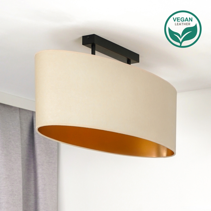 Duolla - Loftlampe OVAL VEGAN 2xE27/15W/230V cremefarvet