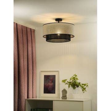 Duolla - Loftlampe RATTAN YUTE 1xE27/15W/230V grå/sort