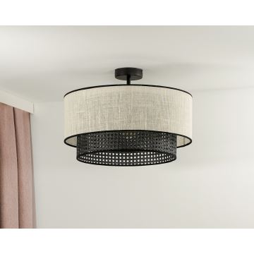 Duolla - Loftlampe RATTAN YUTE 1xE27/15W/230V grå/sort