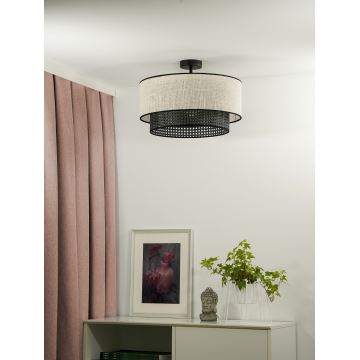 Duolla - Loftlampe RATTAN YUTE 1xE27/15W/230V grå/sort