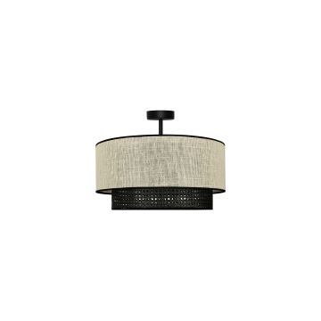 Duolla - Loftlampe RATTAN YUTE 1xE27/15W/230V grå/sort