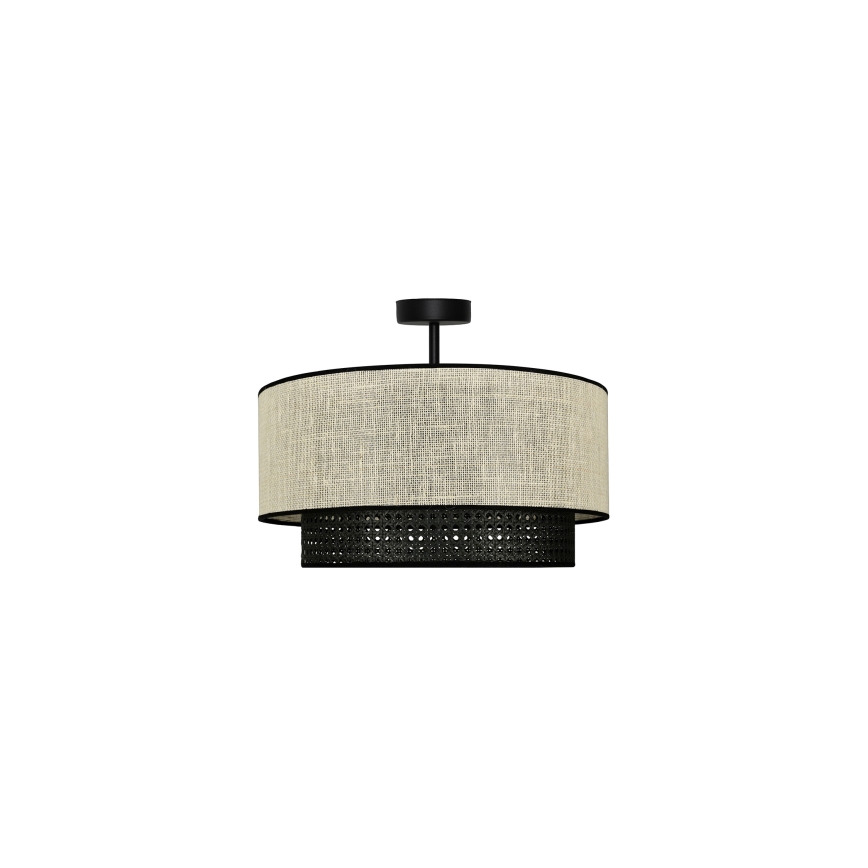 Duolla - Loftlampe RATTAN YUTE 1xE27/15W/230V grå/sort