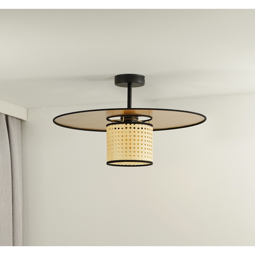 Duolla - Loftlampe TOKYO RATTAN 1xE27/15W/230V guldfarvet/Rattan