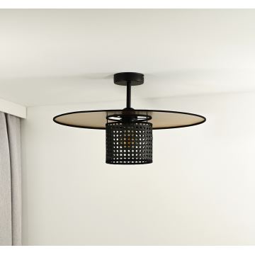 Duolla - Loftlampe TOKYO RATTAN 1xE27/15W/230V guldfarvet/sort