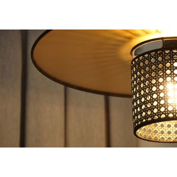 Duolla - Loftlampe TOKYO RATTAN 1xE27/15W/230V guldfarvet/sort