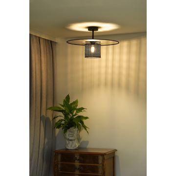 Duolla - Loftlampe TOKYO RATTAN 1xE27/15W/230V sort/sølvfarvet