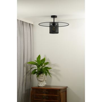 Duolla - Loftlampe TOKYO RATTAN 1xE27/15W/230V sort/sølvfarvet