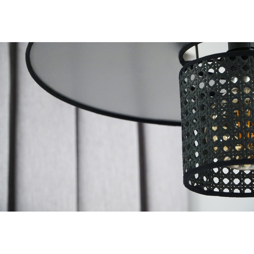 Duolla - Loftlampe TOKYO RATTAN 1xE27/15W/230V sort/sølvfarvet