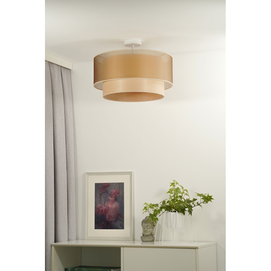 Duolla - Loftlampe WOOD BOHO 1xE27/15W/230V kobber/beige